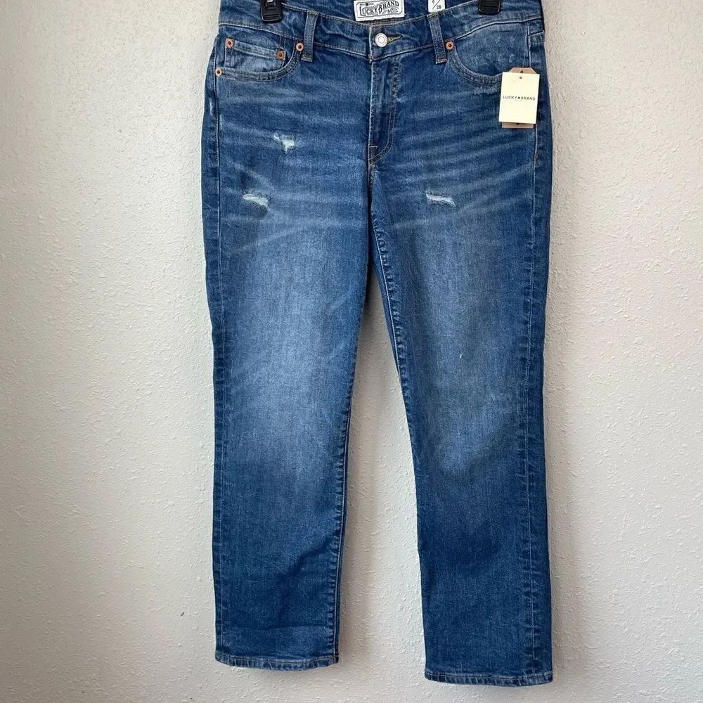 NWT Lucky Brand Sweet Cropped Distressed Stretch Fit Jeans Size 6/28